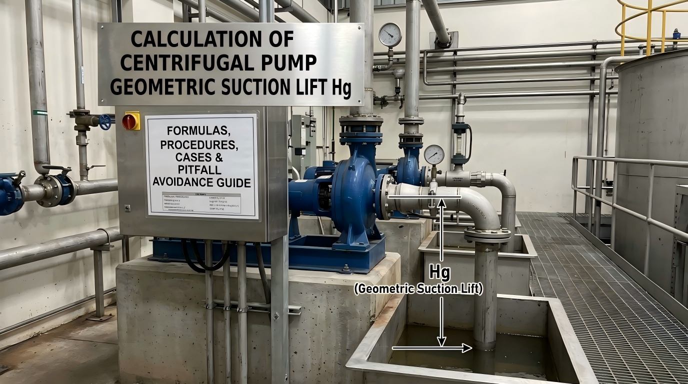 Calcul de la hauteur d'aspiration géométrique Hg de la pompe centrifuge : formules, procédures, cas et guide pour éviter les pièges